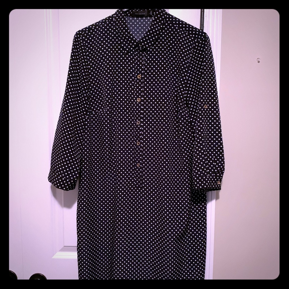 Navy polka dot slip dress